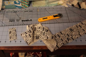 I cut a 3-inch strip along the length of the Fat Eighth.