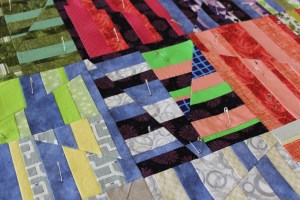 I pinned just the middle third of the quilt.