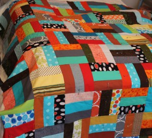 I used all scraps. Each strip is 2.5" by 6.5".